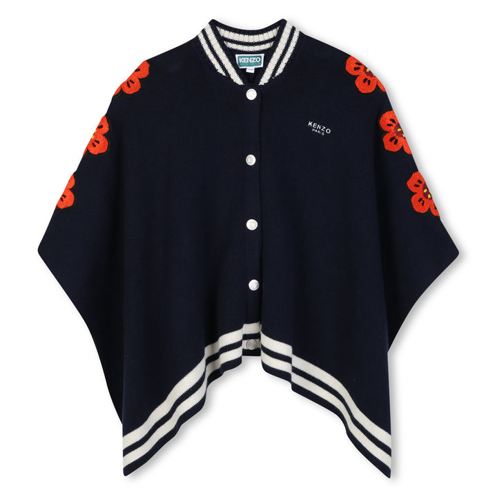 K62002 NAVY KNITTED CAPE