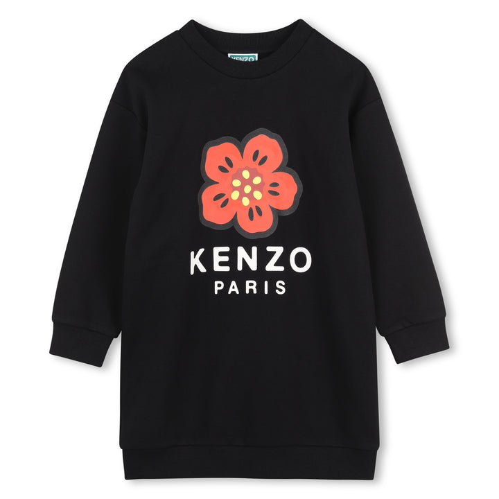 K62010 BLACK SWEATSHIRT DRESS RESS IN FRENCH TERRY