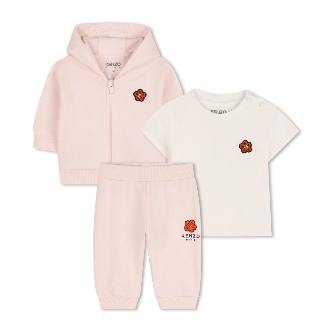 K62066 APRICOT T-SHIRT + CARDIGAN + TROUSERS SET. T-SHIRT IN INTERLOCK