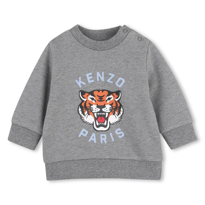 K62102 GREY MARL SWEATSHIRT + TROUSERS SET. SWEATSHIRT IN FRENCH TERRY