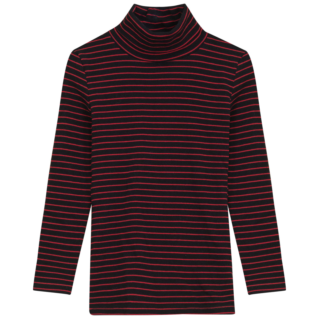 K6419-STRIPED TURTLENECK-BLACK/RED