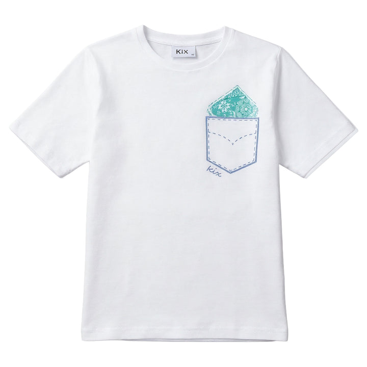 K7204 KERCHIEF PRINT DETAIL T-SHIRT-WHITE