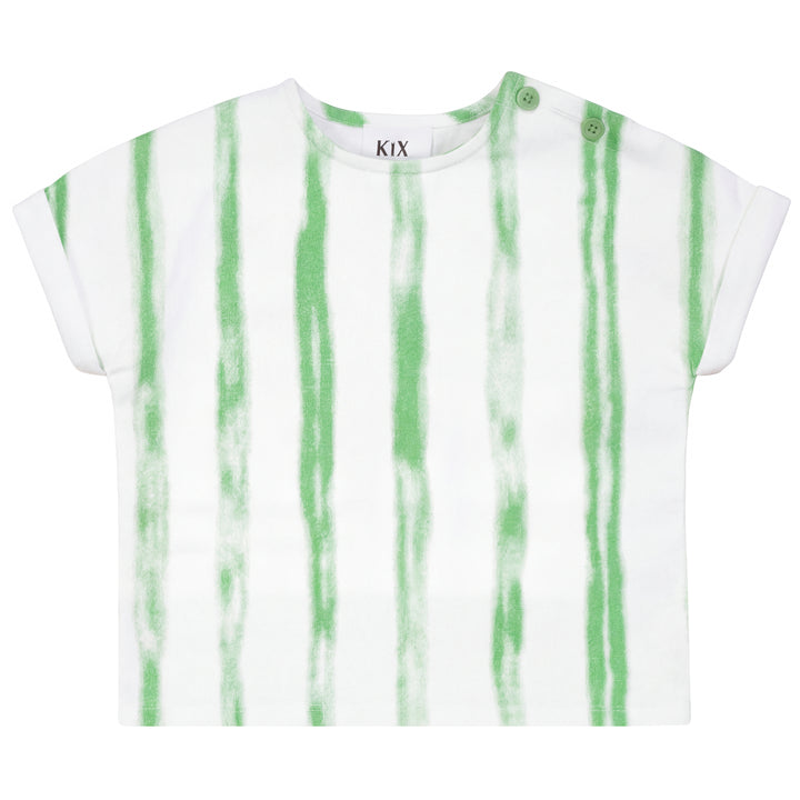 K7626 STRIPED DENIM TODDLER SHIRT-WHITE/GREEN