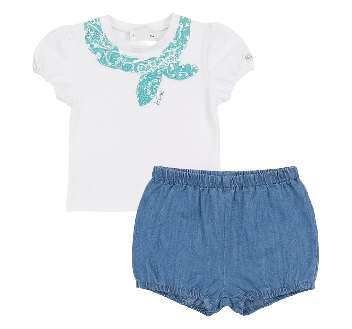 K7702 BG PAISLEY DETAIL DENIM SET-DENIM/WHITE/TEAL