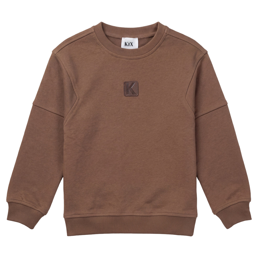K8216 DROP SHOULDER SWEATSHIRT-BROWN