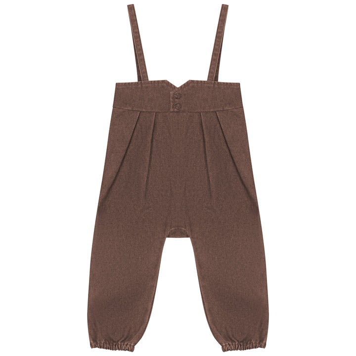 K8406 YOKE DETAIL DENIM ROMPER-BROWN DENIM