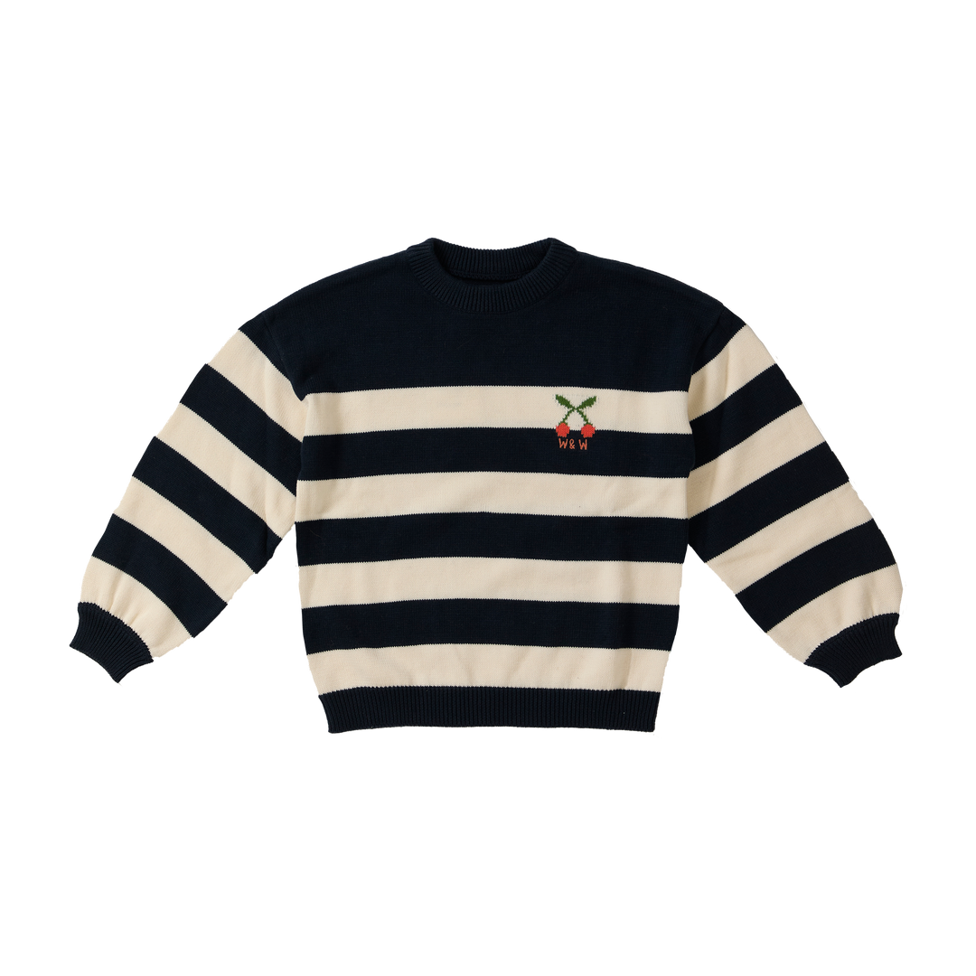 KN26216 STRIPED PULLOVER - NAVY STRIPE
