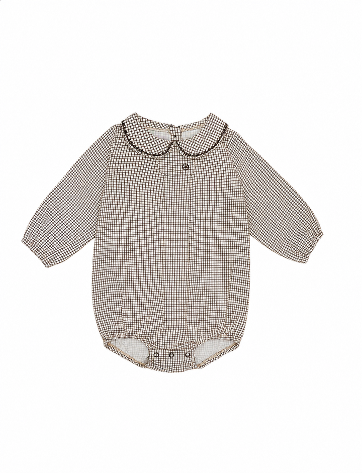 KS2603-KS2605 BOYS BROWN ROMPER AND CHECKED SHIRT SET