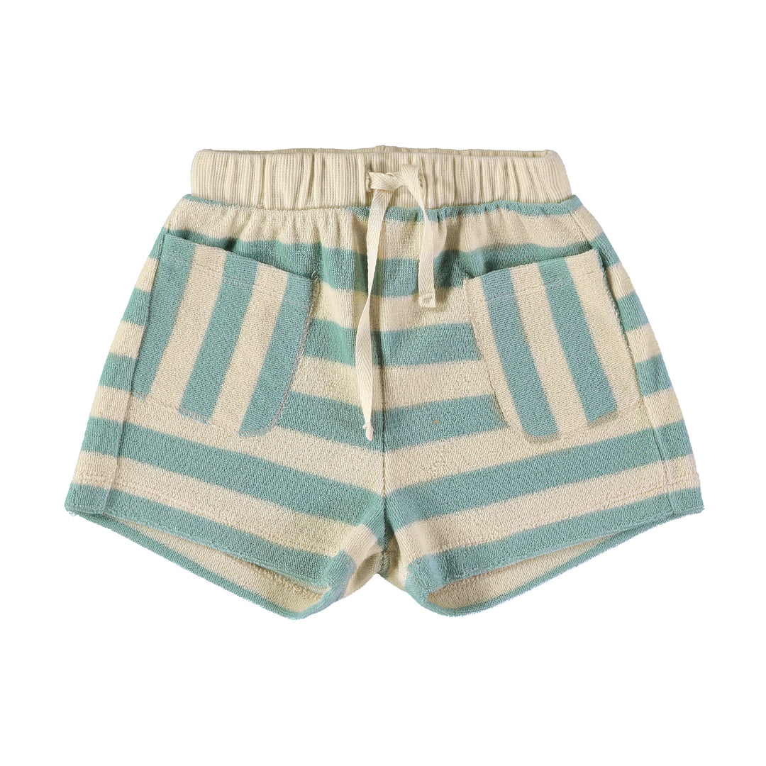 SHORTS-Stripes Aqua