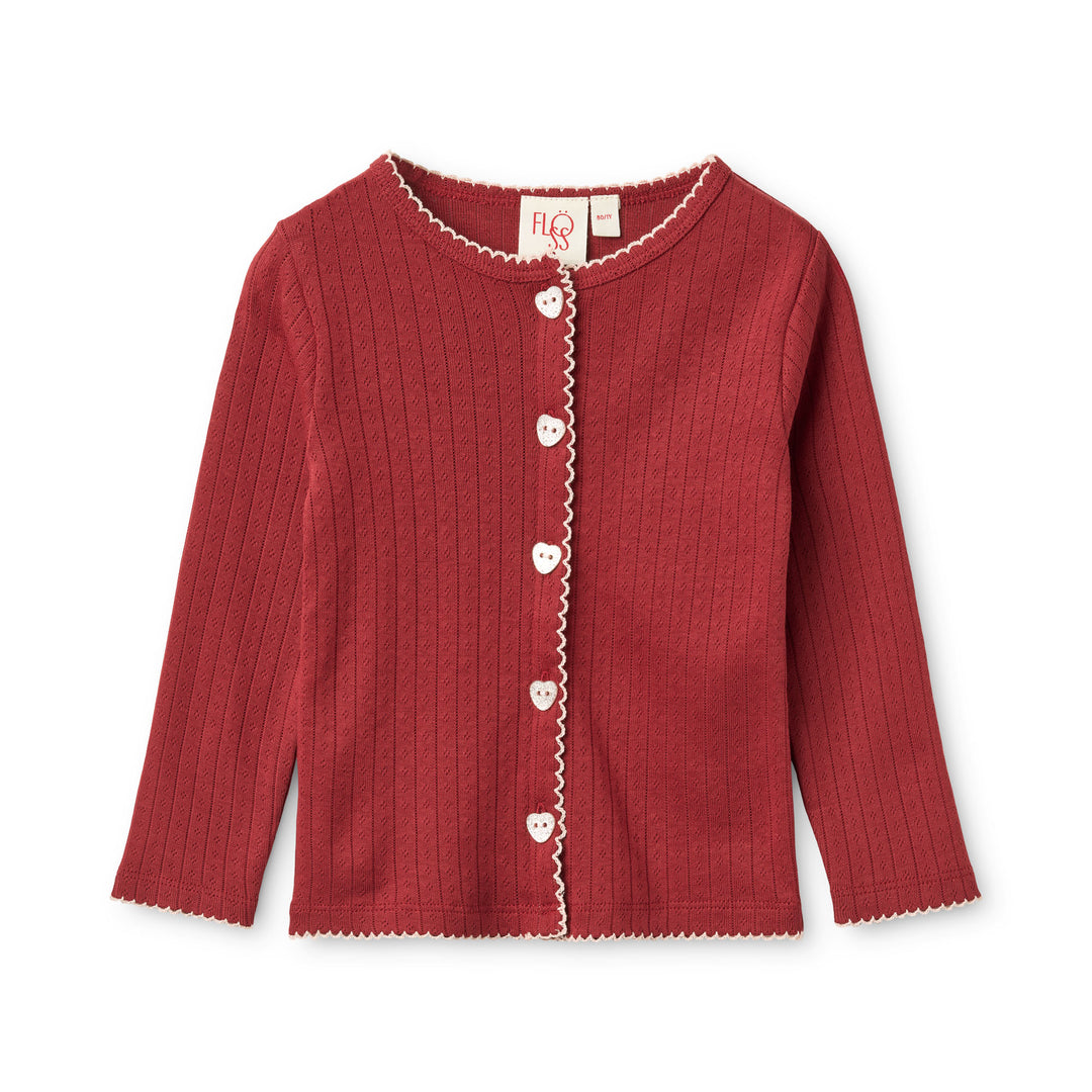 F11163-Liva Pointelle Cardigan-Dark Cranberry