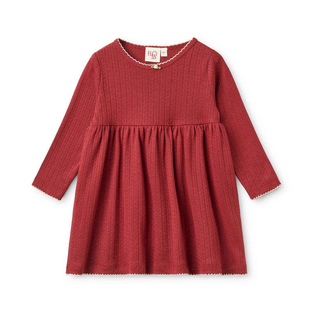 F11141-Liva Pointelle LS Dress-Dark Cranberry
