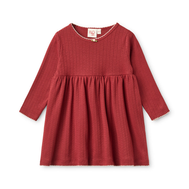 F11141-Liva Pointelle LS Dress-Dark Cranberry
