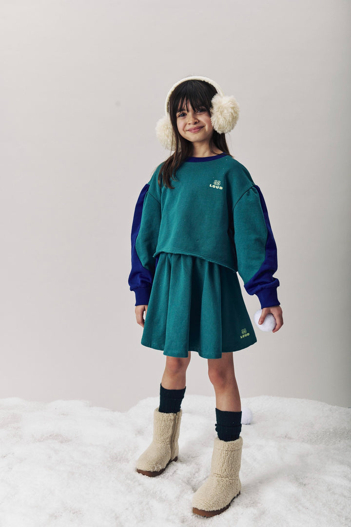 GS06 RELAX MINI SKIRT - GREEN/NAVY