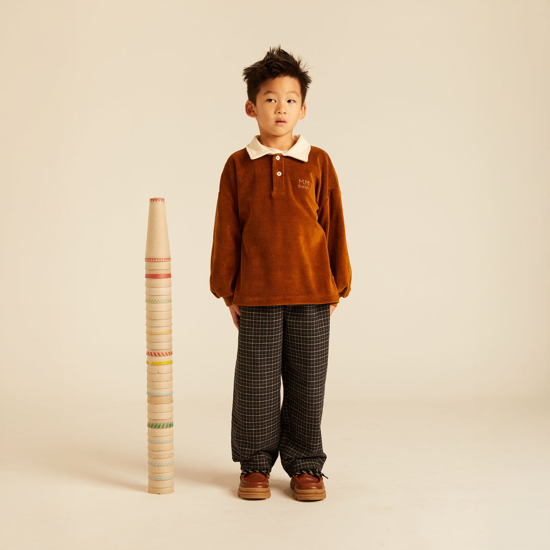 MMT FRANZ CARAMEL VELVET FRANZ POLO SWEATSHIRT STRAIGHT FIT