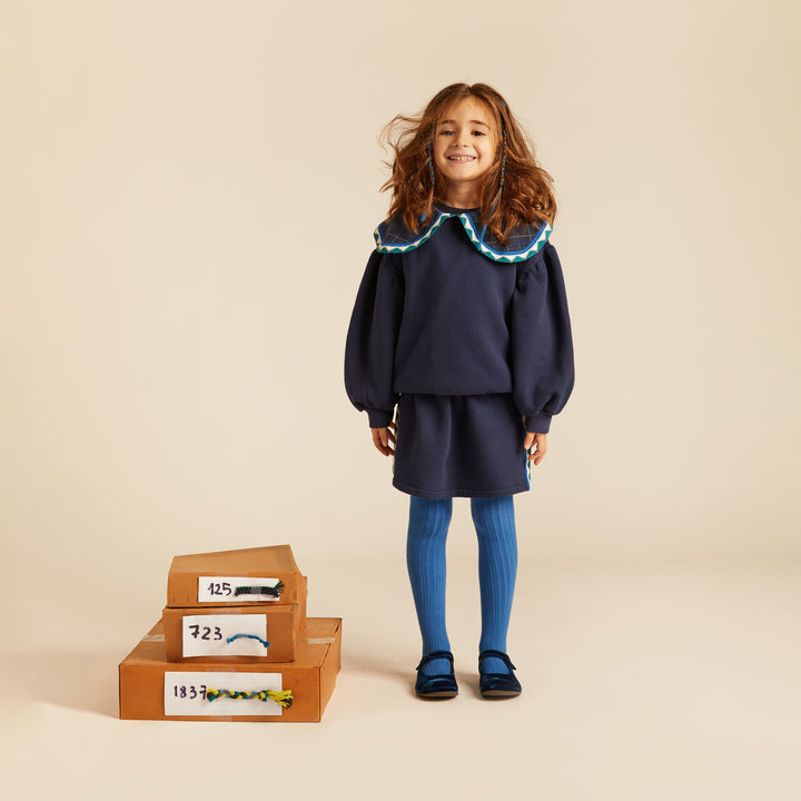 MMT ROSIE MIDNIGHT BLUE STATEMENT COLLAR SWEATSHIRT