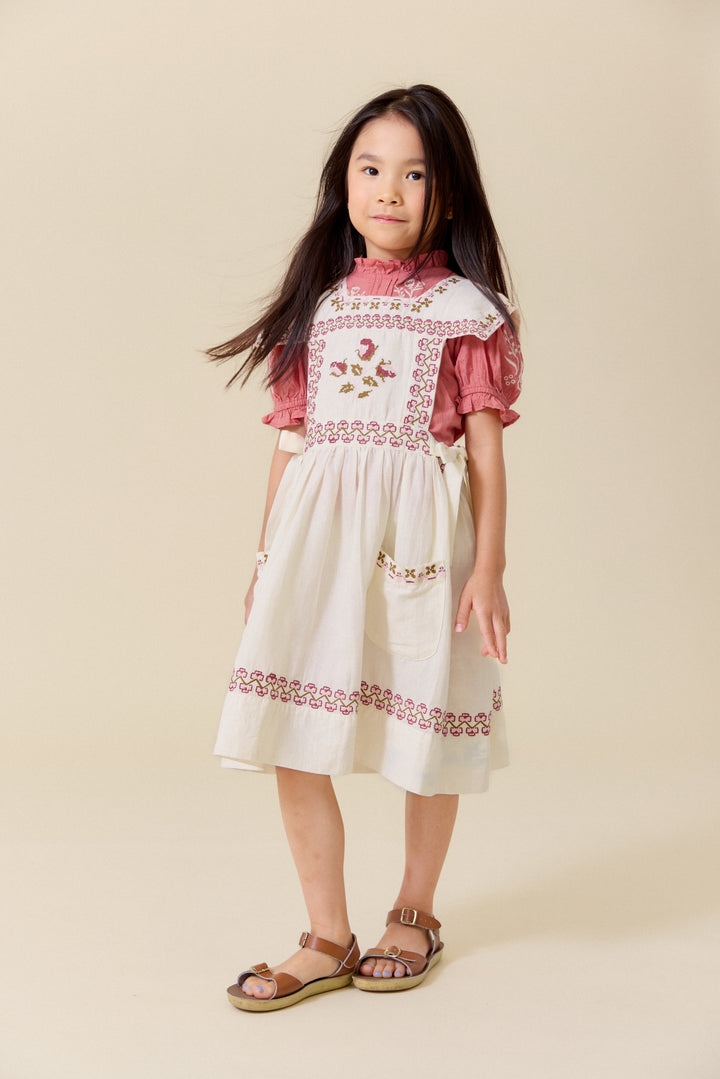Polly Pinafore Dress in Antique White