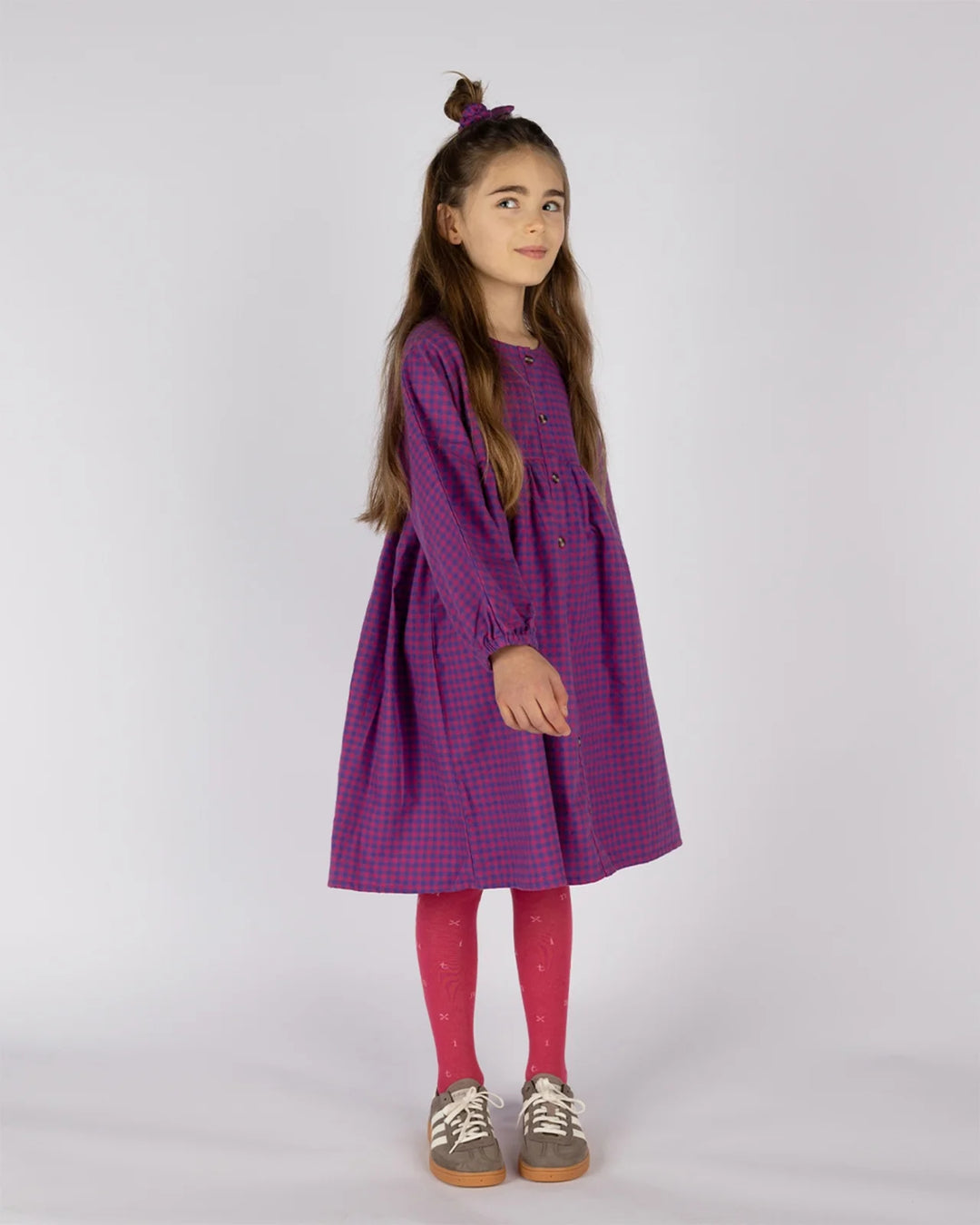 DR905 LON DRESS BLUEBERRY CHECKERED