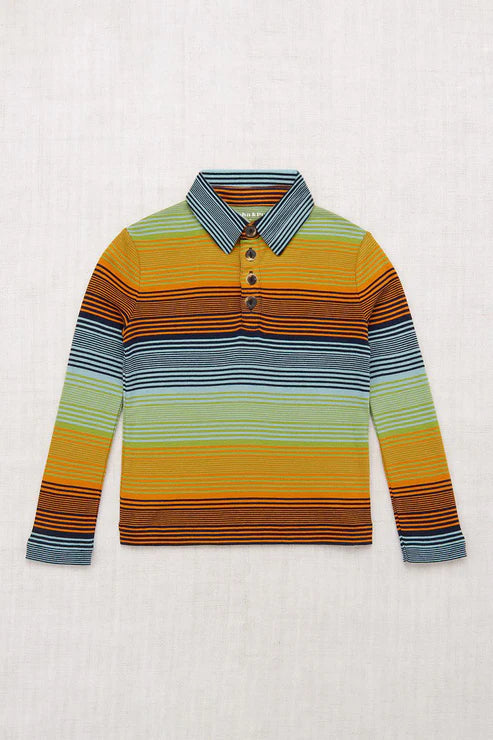 LONG SLEEVE POLO-SUNSET STRIPE