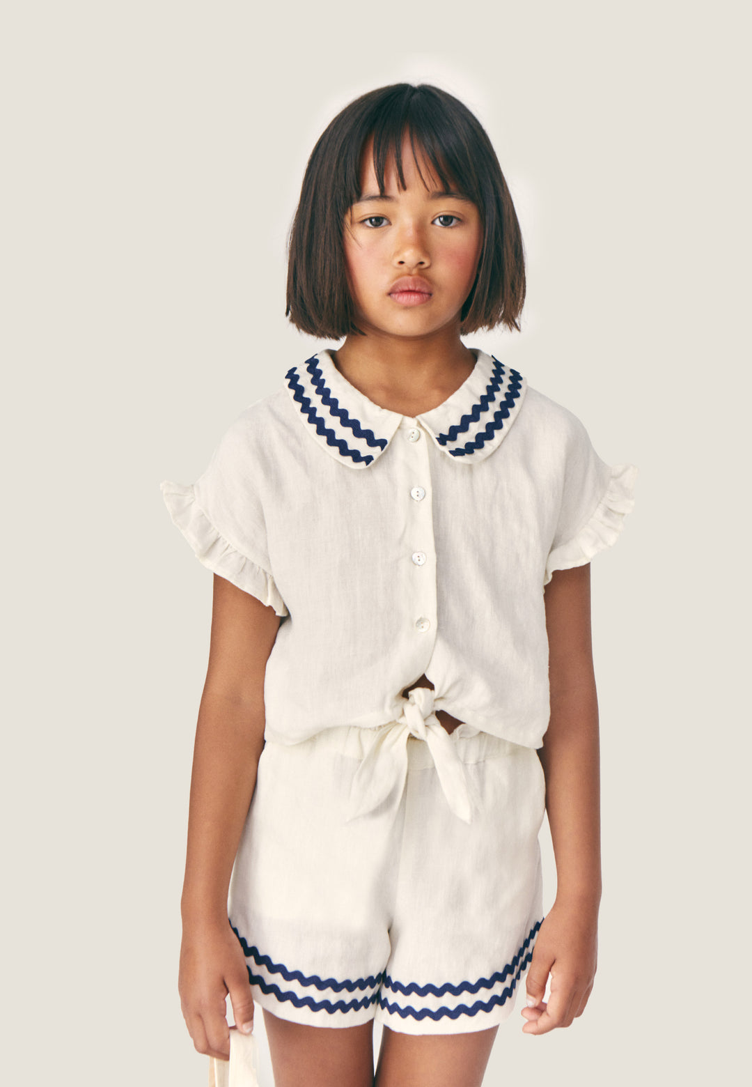 ISALINE LINEN SHIRT - LINEN (ECRU/BLUE)