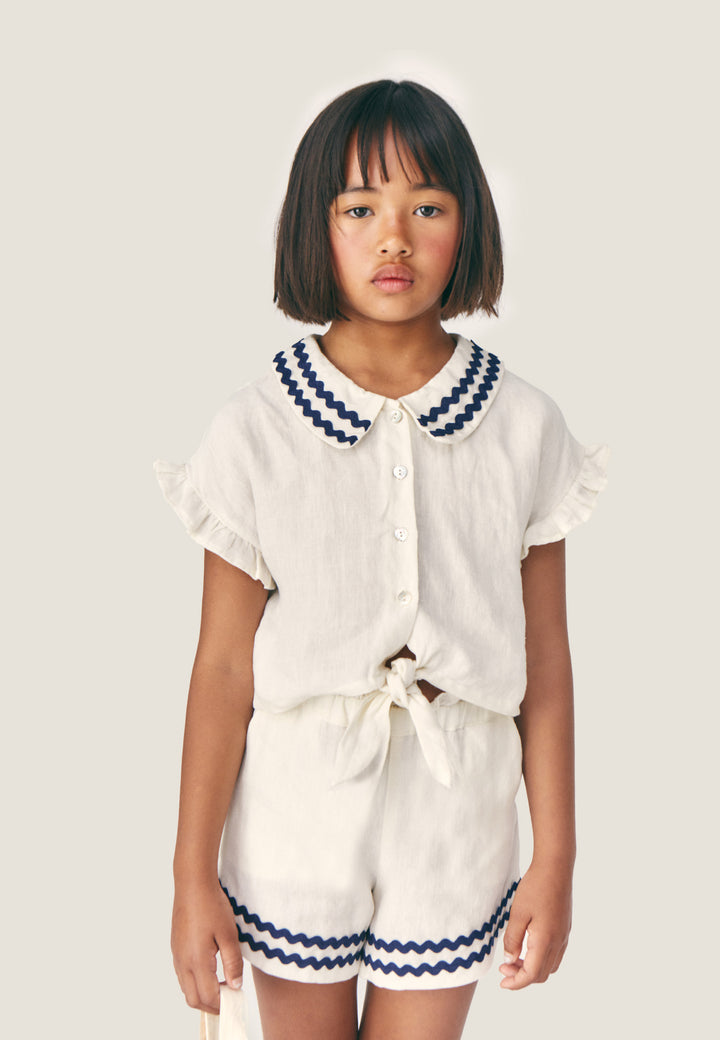 ISALINE LINEN SHIRT - LINEN (ECRU/BLUE)