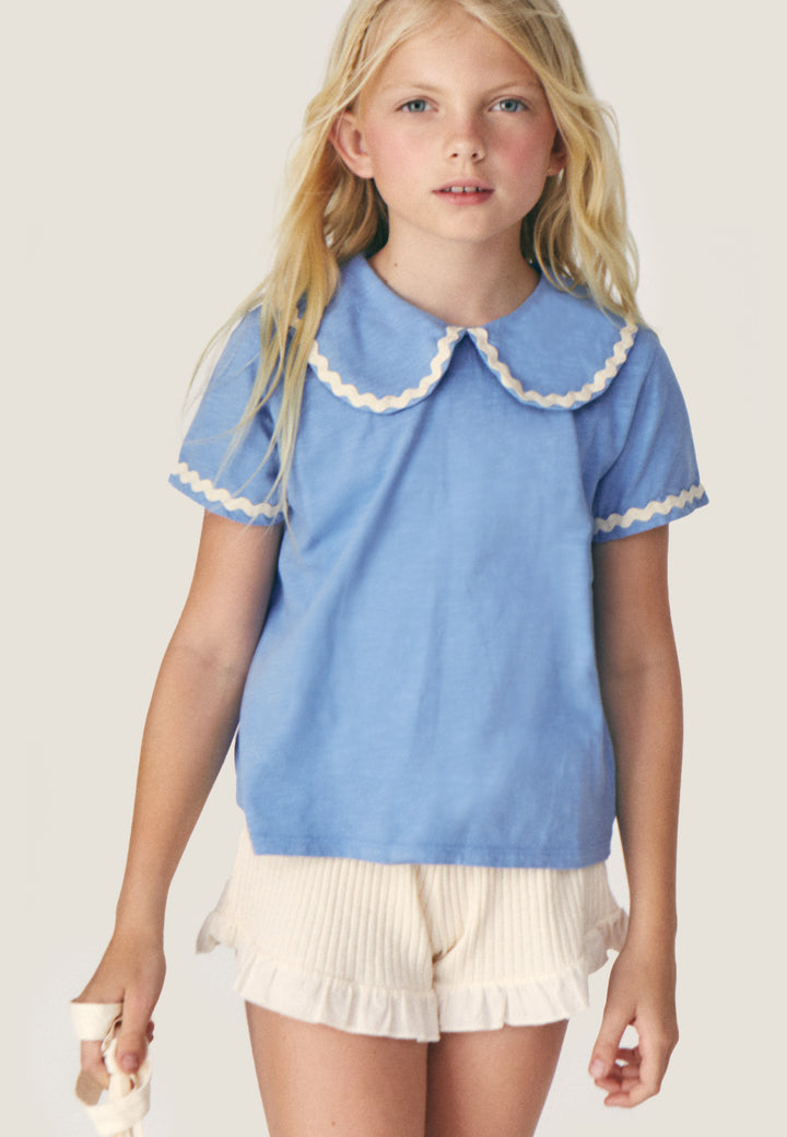 ODETTA T-SHIRT FLAMME - ORGANIC COTTON JERSEY (BLUE)