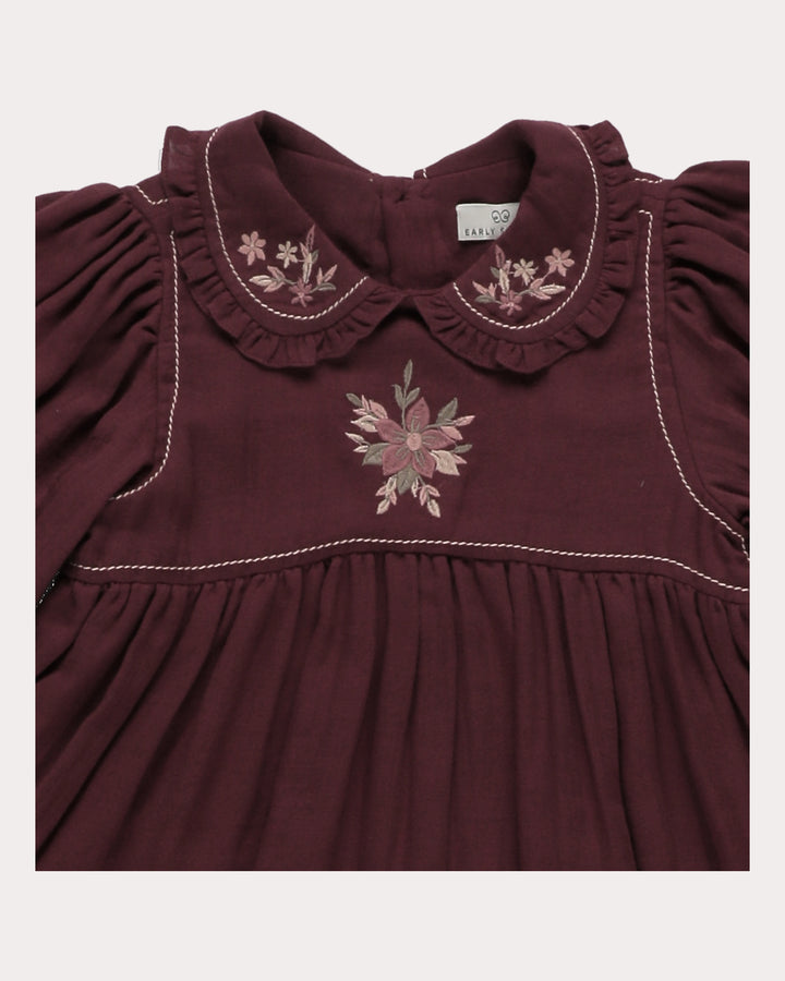 FD-FW26-00036 MARGUERITE DRESS SHORT - DOUBLE GAUZE PLUM