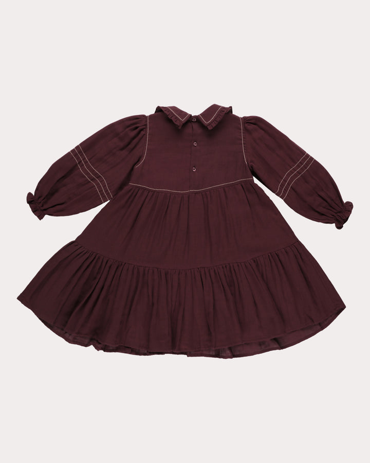 FD-FW26-00036 MARGUERITE DRESS SHORT - DOUBLE GAUZE PLUM