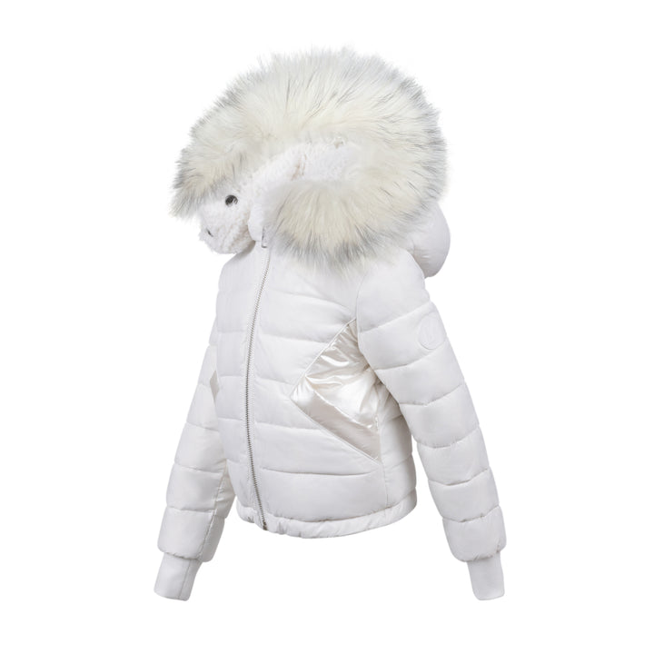 MJ202-Baby Reversible Rabbit Fur Coat-White