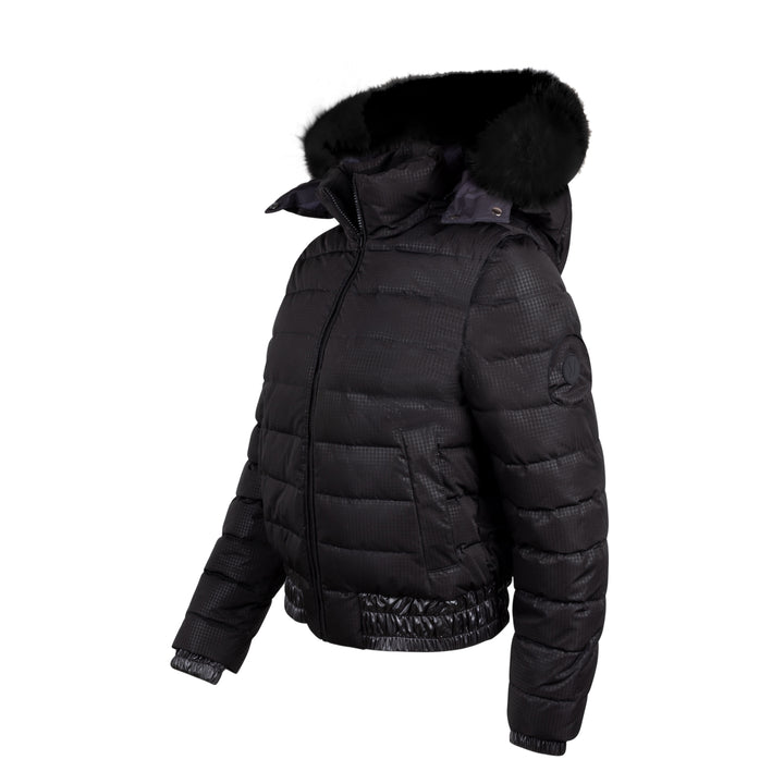 MJ210B-Teen Tone-on-Tone Ski Coat -Black