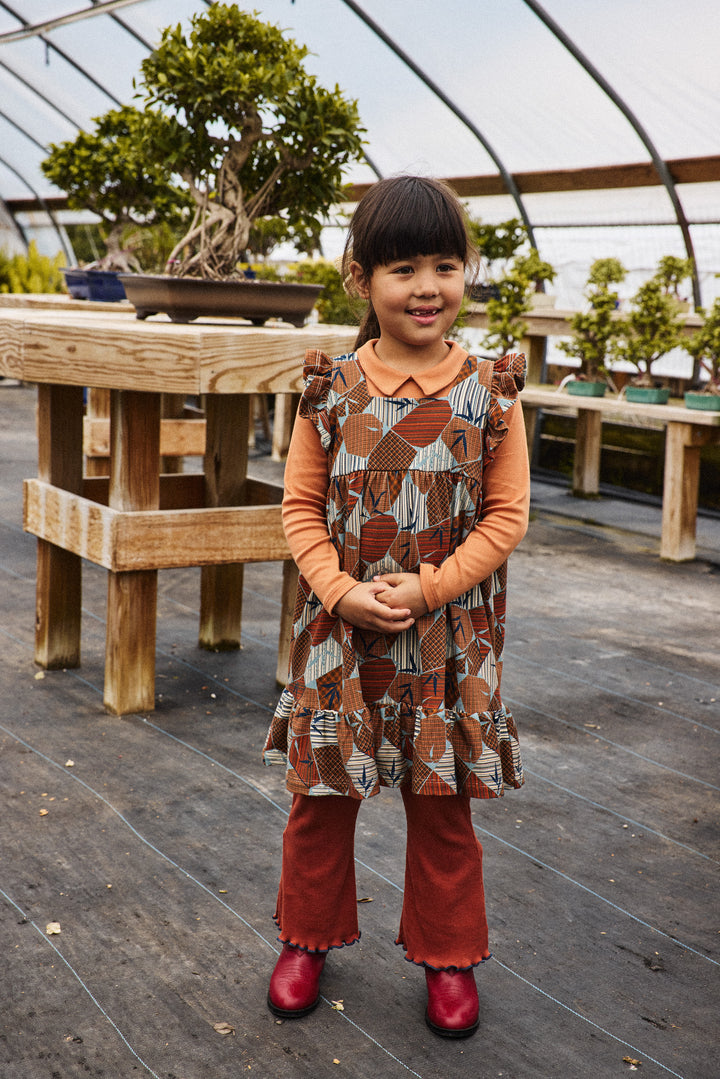 K3041F26-1D7 RUFFLE SLEEVE DRESS - ROSE GOLD KYOTO