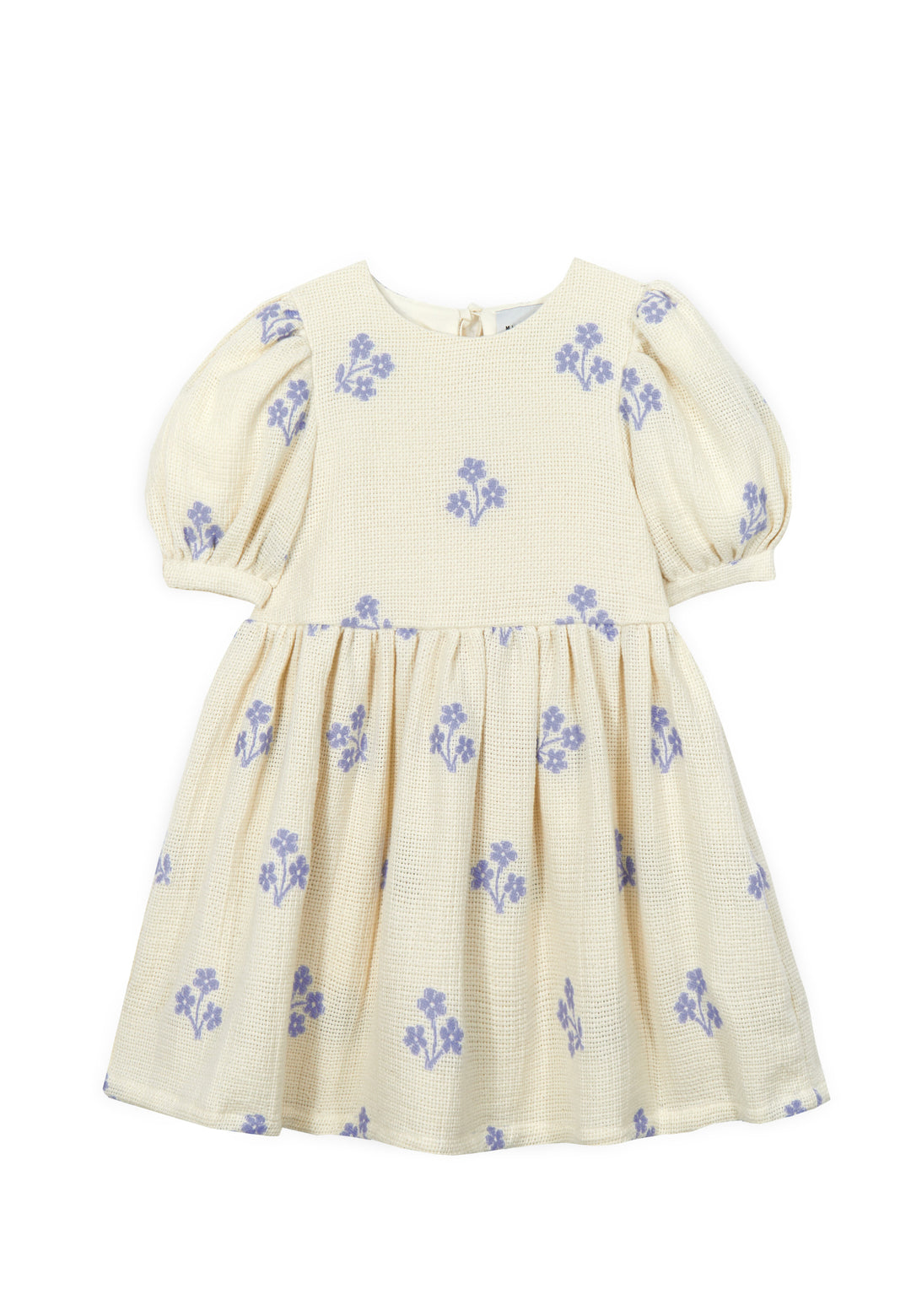 SANDRINE DRESS - ORGANIC COTTON JACQUARD (ECRU/BLUE)