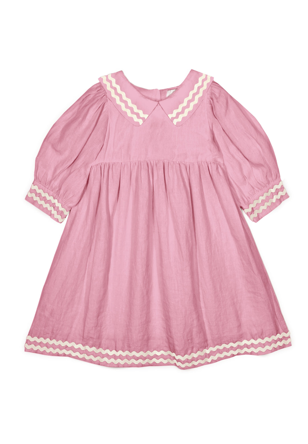 ISALINE LINEN COLLARED DRESS - LINEN (PINK)
