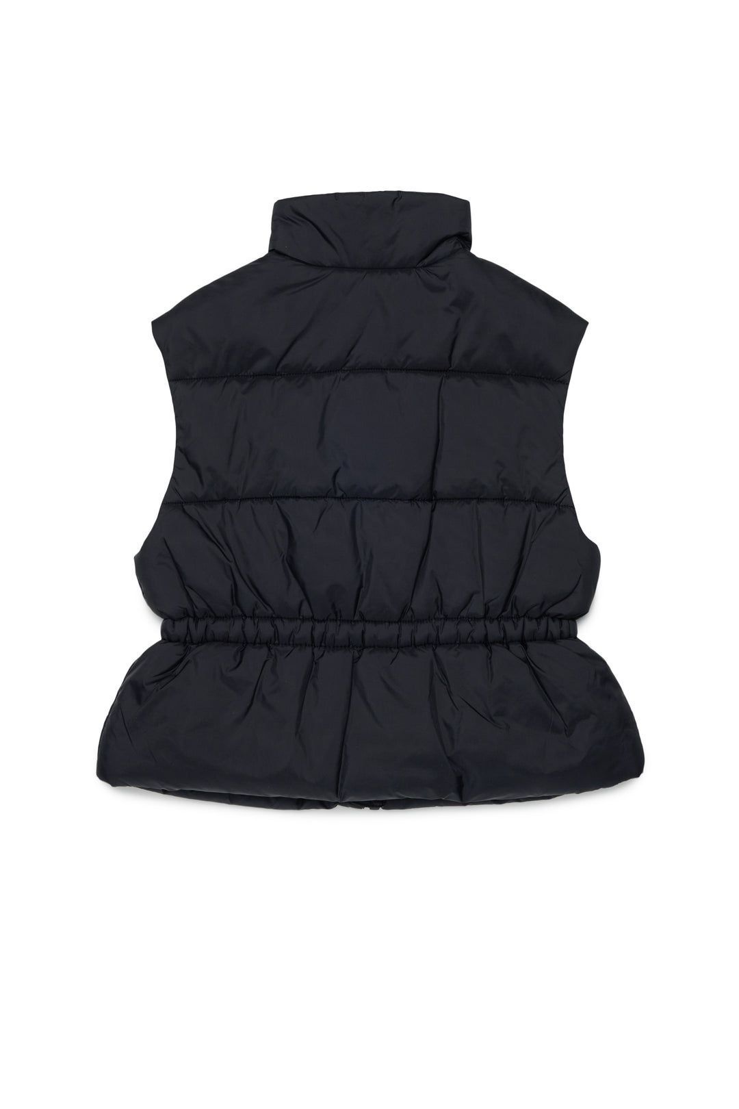 MX0364 MX02A BLACK NYLON PUFFER VEST WITH ELASTICATED WAIST