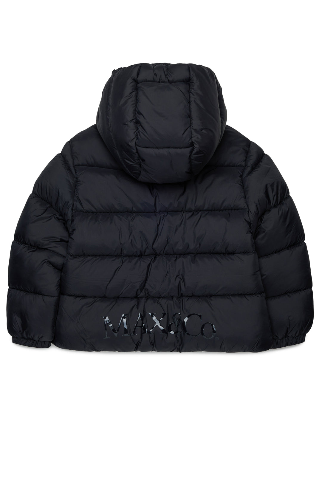 MX0366 MX02A BLACK  NYLON SHORT PUFFER JACKET WITH HOOD