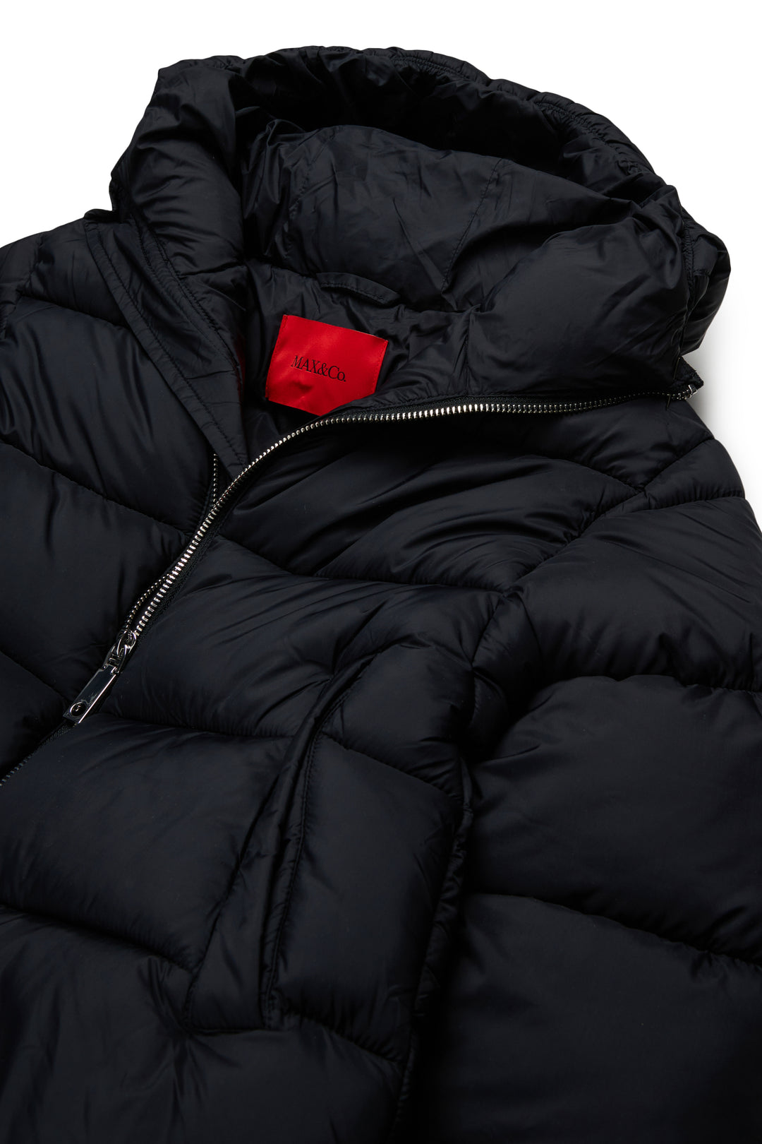 MX0366 MX02A BLACK  NYLON SHORT PUFFER JACKET WITH HOOD