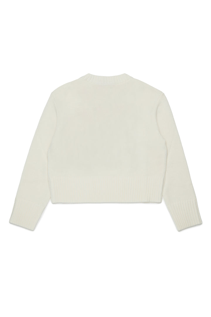 MX0404 MX043 IVORY KNIT SWEATER WITH MULTICO SQUARE LOGO