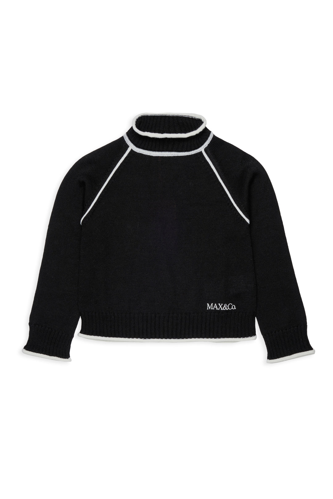 MX0405 MX02G BLACK RIBBED TURTLENECK WITH CONTRAST STITCHING