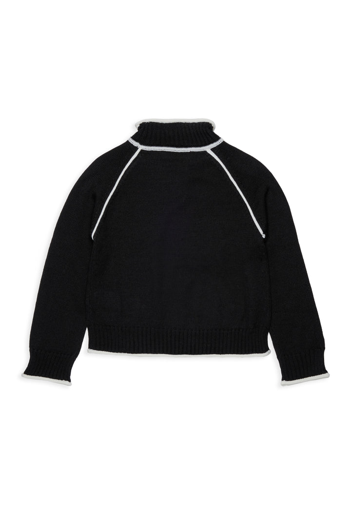 MX0405 MX02G BLACK RIBBED TURTLENECK WITH CONTRAST STITCHING