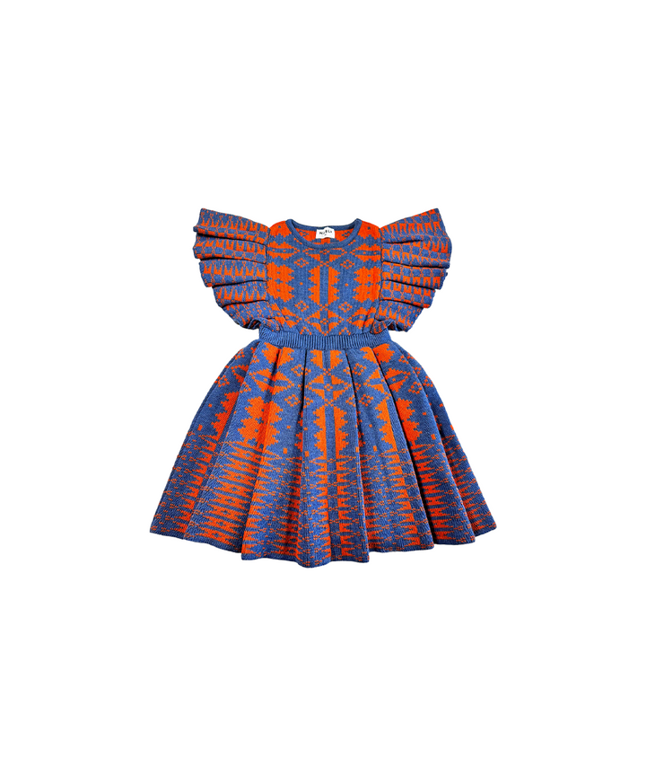 MAB545-ERYRI DRESS-Denim/Pumpkin