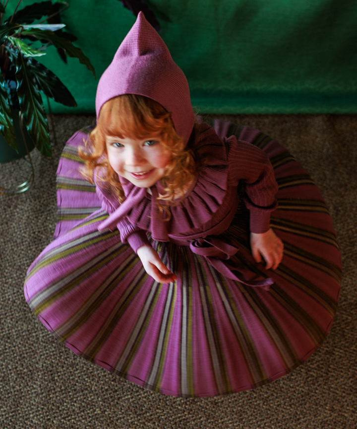 MAB862 - GWENNAN SKIRT - DMS WOOL DAMSON STRIPE/A