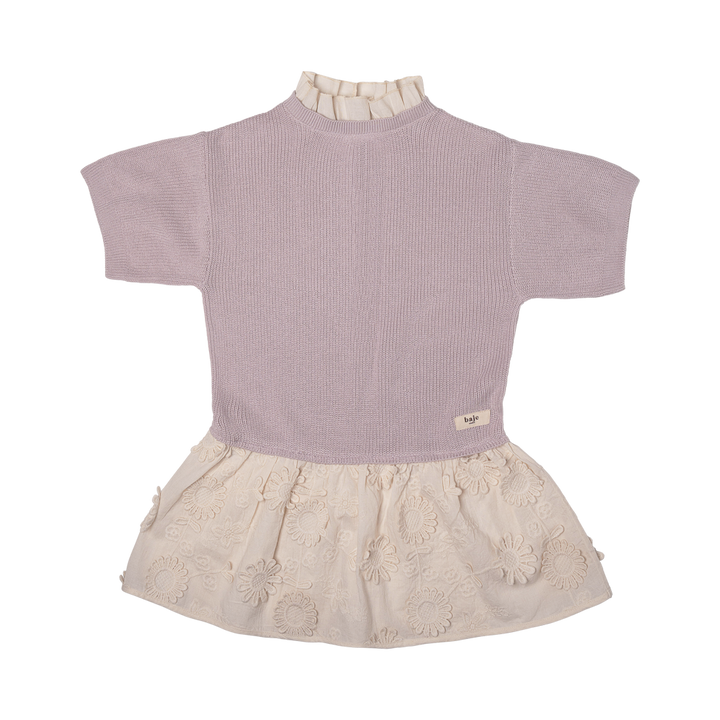 MESI KNIT DRESS W/ EMBROIDERY SKIRT-Lilac