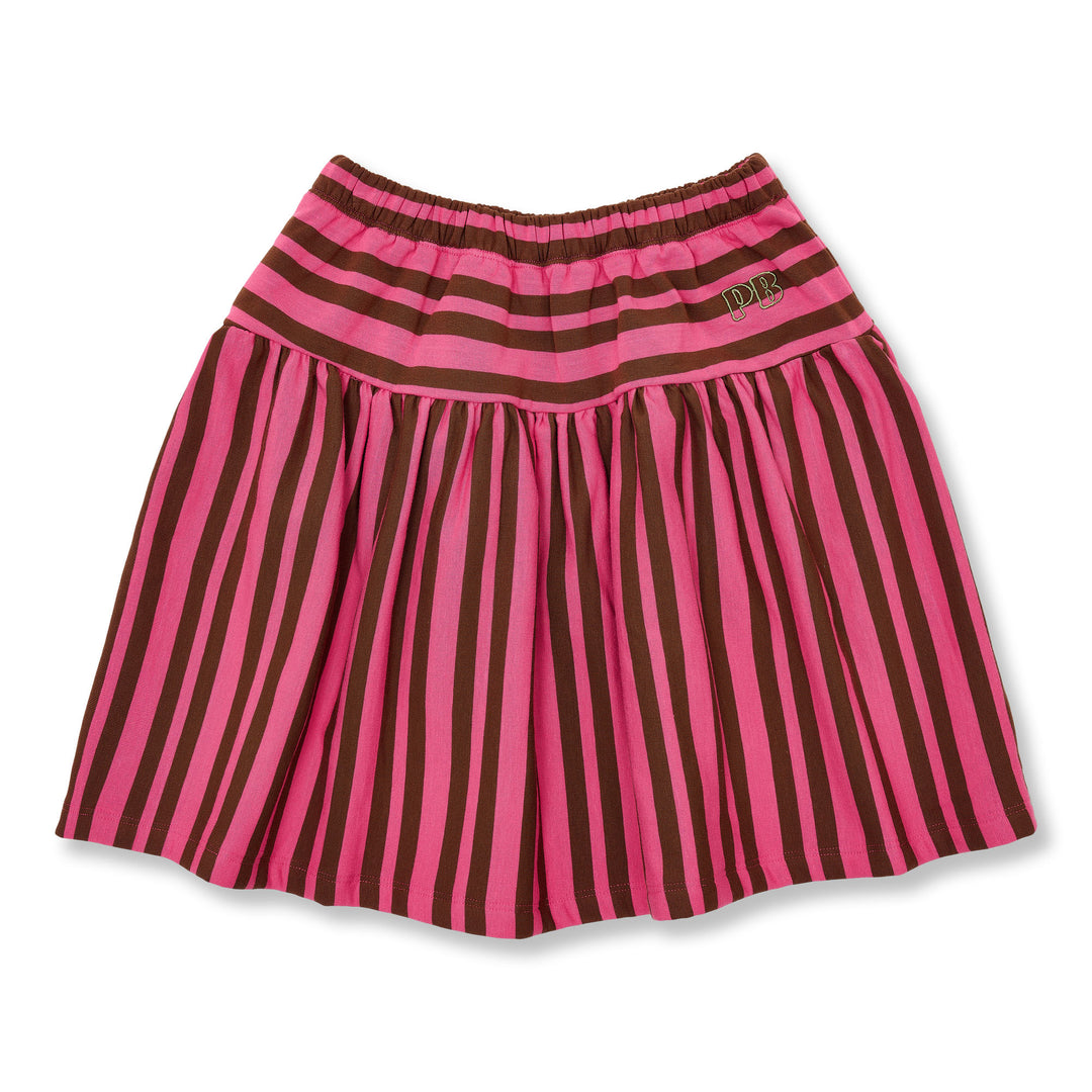 506 Midi Ruffle Skirt - Stripe Pink/Brown