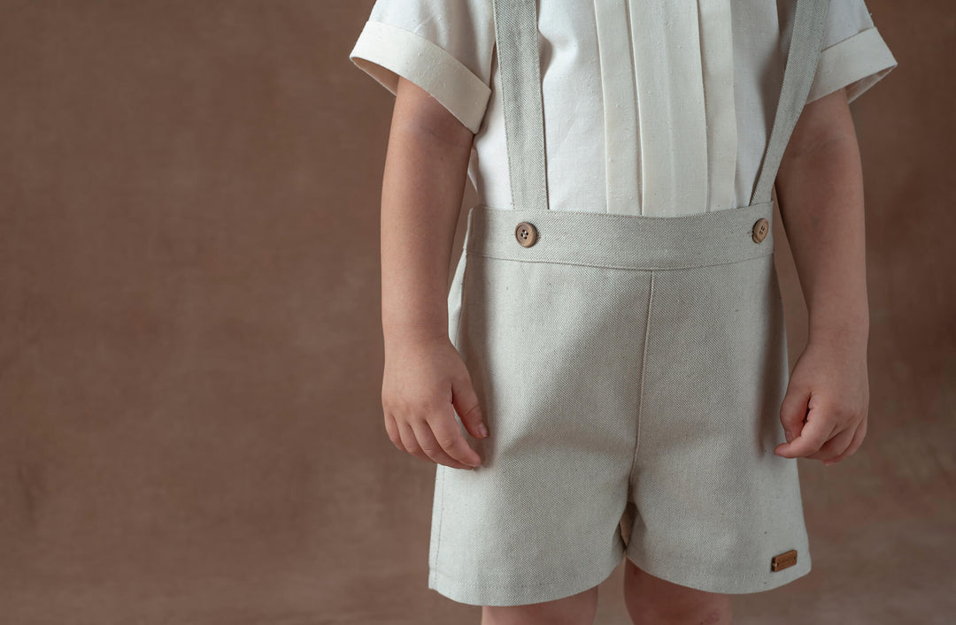 MOD.11.3 SAND OXFORD SHORTS WITH STRAPS