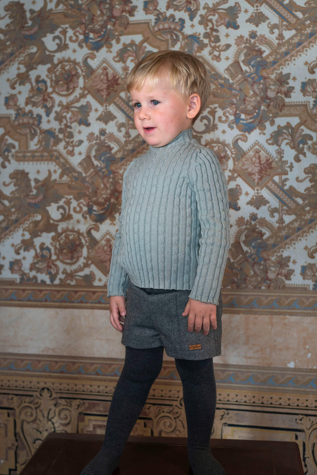 MOD.18.3 GREY PERKINS NECK KNITTED SWEATER