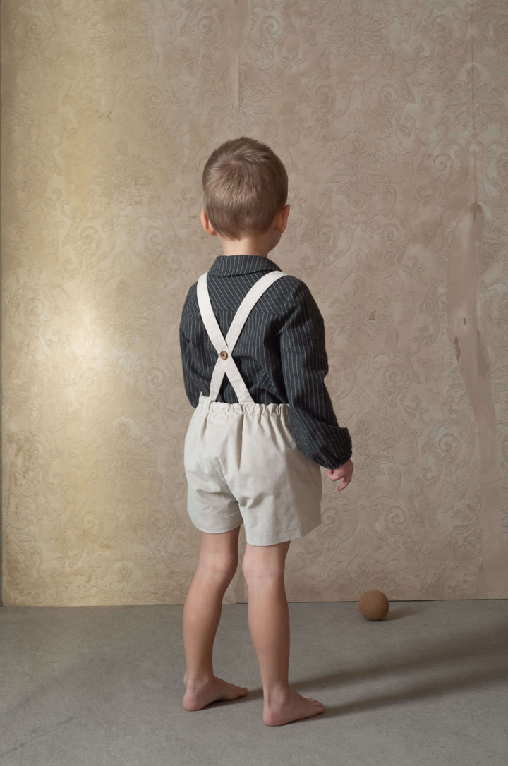 7.1-BEIGE VELVET ROMPER SUIT W/POCKETS