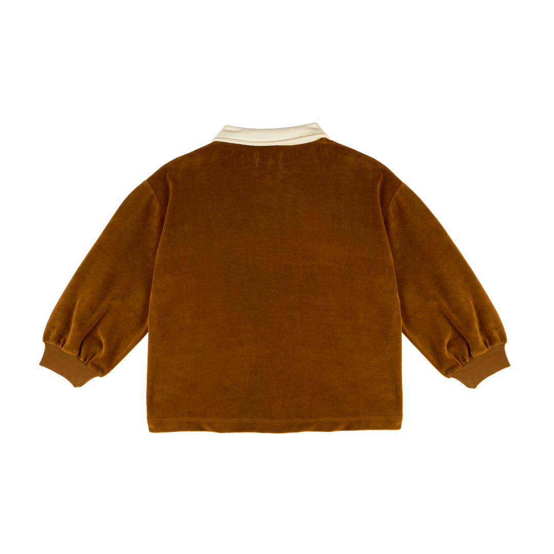 MMT FRANZ CARAMEL VELVET FRANZ POLO SWEATSHIRT STRAIGHT FIT