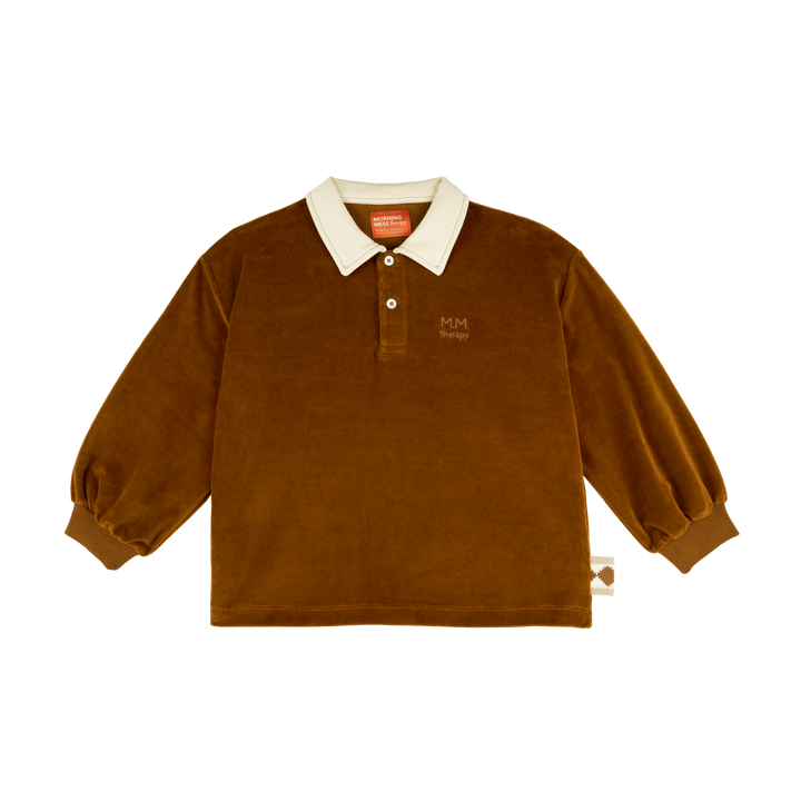 MMT FRANZ CARAMEL VELVET FRANZ POLO SWEATSHIRT STRAIGHT FIT