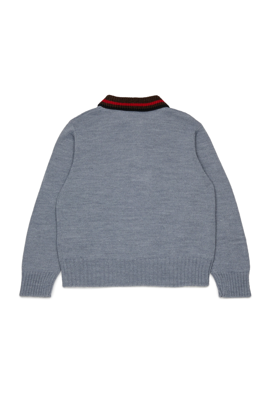 N210DH N0547 GREY LS KNIT POLO SWEATER WITH CONTRAST COLLAR
