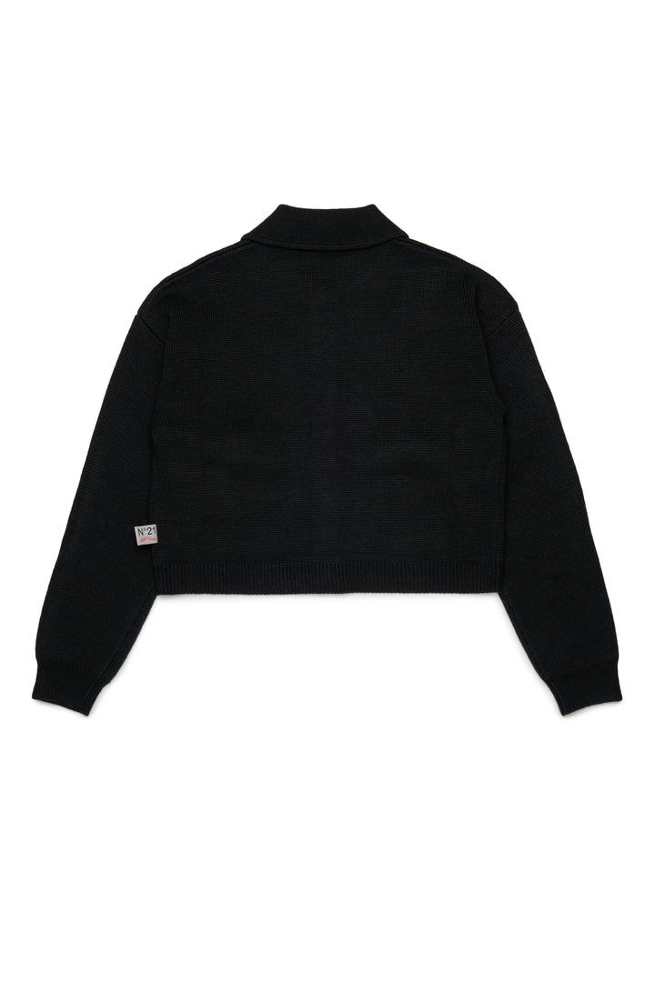 N210DP N0541 KNIT CARDIGAN WITH COLLAR AND JEWEL BUTTONS