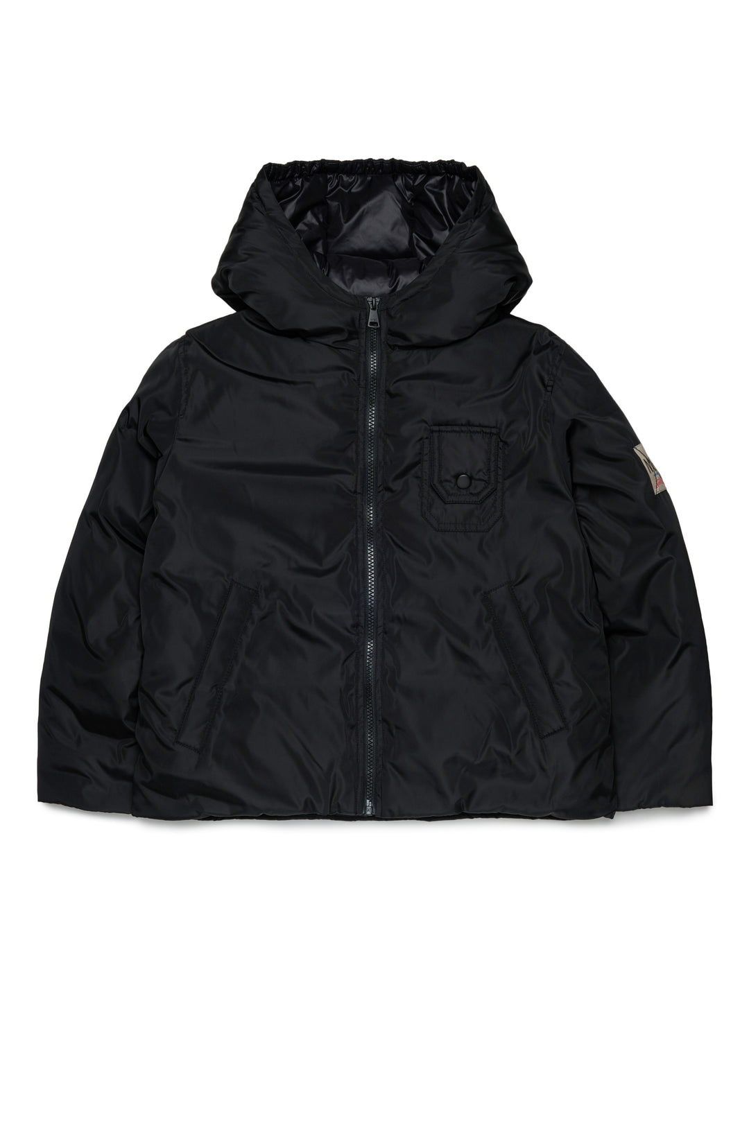 N210DW N0063 BLACK SHORT PUFFER JACKET WITH HOOD